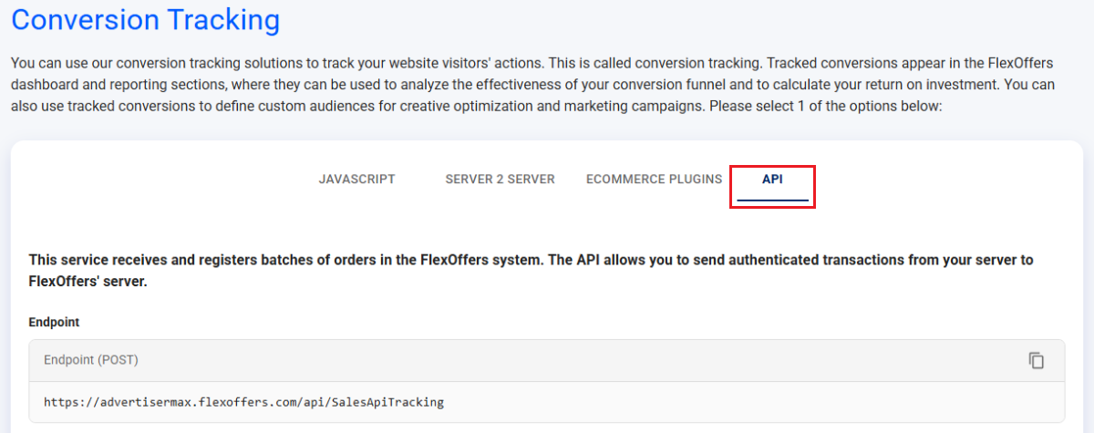 API Conversion Tracking